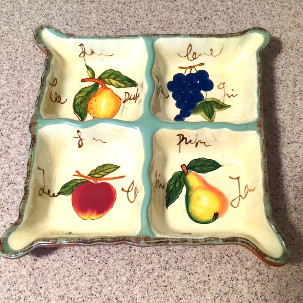 Ceramic fruit print condiment dish